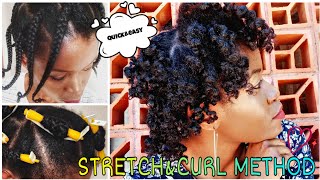 STRETCH amp CURL Natural hair at 1 GO  NO HEAT  Product Review  4C Hair [upl. by Lhadnek]