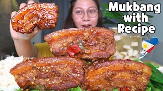 SPICY KILLER ADOBO  Mukbang Philippines [upl. by Suilenroc]