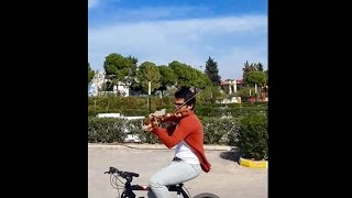 Taylan Ergul  Paganini  Solo Caprice No5  On the Bike Original Bowing [upl. by Hike]