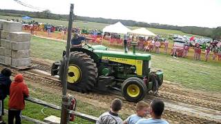 John Deere 830 pulling 33000  5 ton Mack 6X6 at Hallockville [upl. by Samuella538]