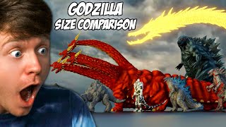 Reacting to GODZILLA MONSTERS Size Comparison 2024 [upl. by Lein439]