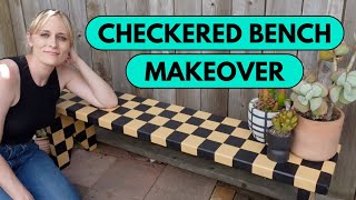 Checkered Bench Makeover  Trendy Furniture Flip [upl. by Aietal]