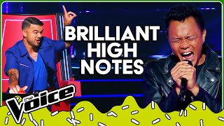 Unbelievable HIGH NOTES in the Blind Auditions of The Voice  Top 10 [upl. by Aiynat]