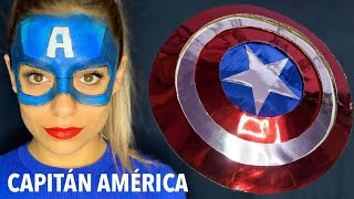 Escudo Capitán América y maquillajeMAKEUP CAPTAIN AMERICAComo hacer escudo CapitánAmérica Marvel [upl. by Melesa]