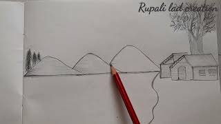 How to draw simple nature drawingnisarg chitraeasy pincil sketch [upl. by Ahsurej]