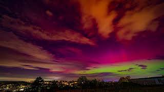 4k HDR Northern lights with clouds Germany 2024 Aurora Borealis [upl. by Yurik675]