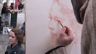 Portrait demonstration by place du tertre artist Samuel [upl. by Chap678]