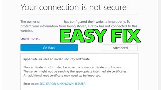 How To Fix SEC ERRORUNKNOWNISSUER in Firefox [upl. by Terrijo494]