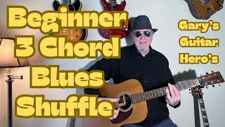 Beginner 3 Chord Blues Shuffle Exercise Using Bar Chords vs Open Chords [upl. by Atinnor977]