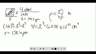 A metallic solid with atoms in a face centered cubic unit cell with an edge length of 392 has a dens [upl. by Ahsaeym88]