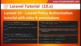 Laravel 10  Laravel Policy Authorization tutorial step by step with roles amp permissions [upl. by Aicatan]