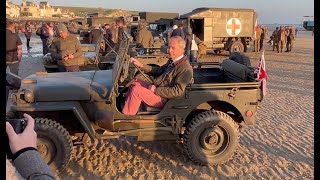 D Day 80 Nigel Farage with 99 year old veteran Alec Penstone memorial service Arromanche Normandy [upl. by Srini]