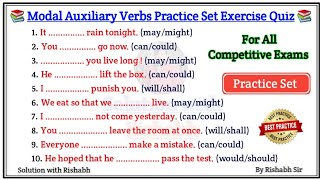 Modal Auxiliary Verbs practice set  Modal Auxiliary verbs exercise  Modal Auxiliary verbs quiz [upl. by Calisa609]