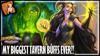 MY BIGGEST TAVERN BUFFS EVER  Hearthstone Battlegrounds [upl. by Odeen971]