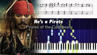 Pirates of the Caribbean  Hes A Pirate  Piano Tutorial  SHEETS [upl. by Enelrak]