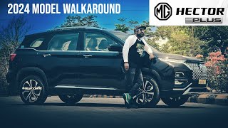 2024 MG Hector Plus Detailed Walkaround Review  Interior Exterior Walkthrough [upl. by Nahsab]