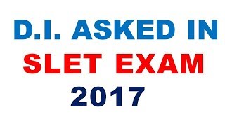 DI Questions Asked in SLET EXAM 2017 [upl. by Cypro]