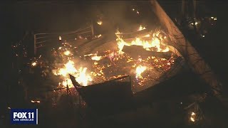 Fire still burning after fireworks explosion kills 2 in Ontario [upl. by Anilec75]