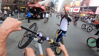 300 BIKES WHEELIE THRU TIMES SQUARE  CRASHBOYS NYC RIDEOUT 2023 [upl. by Aikin]