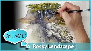 Painting a Rocky Watercolor Landscape – Spontaneous Painting [upl. by Brunella]