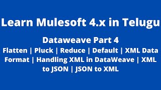 MuleSoft in Telugu  DataWeave  Flatten Reduce  Pluck  Default  Handling XML Data Format [upl. by Nylaf]