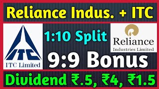 ITC Ltd Bonus  Reliance Industries • Stocks Declared High Dividend Bonus amp Split With Ex Dates [upl. by Sheila]