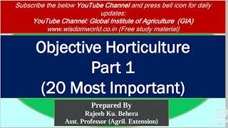 Objective Horticulture Practice Set 1AHO AssistantHorticultureOfficer [upl. by Nnel]