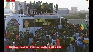 Direct laccueil des Lions du Sénégal Champion dAfrique [upl. by Alidus533]