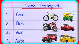 20 Land Transport name  Land Transport  Transport Name  Means of Transport  Name of Transport [upl. by Suivatnom344]