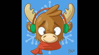 Christmas Holiday Moose Cartoon Timelapse art drawing procreate [upl. by Avilla]