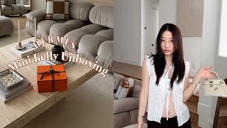 Hermes mini kelly unboxing 🧡 dream wedding bag review  what fits in mini kelly II  tryon [upl. by Aicnelev]