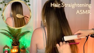 ASMR Real Person Hair Straightening with Hair Brushing Rat Tail Comb Sectioning amp Heat Spray [upl. by Nayve]