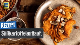 Süßkartoffelauflauf Rezept  Mit orientalischen Gewürzen und Feta [upl. by Mcmaster910]