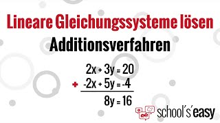 Additionsverfahren – Lineare Gleichungssysteme lösen [upl. by Quillon]