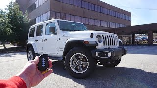 2019 Jeep Wrangler Unlimited Sahara Start Up Walkaround Test Drive and Review [upl. by Adnoral512]