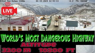 🌏🅻🅸🆅🅴🌍Worlds Most Dangerous Highway🏔️Webcam🚧3200m Altitude 10500 Ft🚘Kyrgyzstan🚛TooAshuu Pas Tunnel [upl. by Auqinimod]