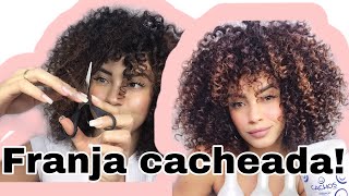 Como fazer FRANJA no CABELO CACHEADO CURTO  por Thamires Stephane [upl. by Fitting]