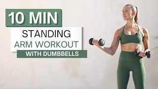 10 min STANDING ARM WORKOUT  With Dumbbells  Zero Planks or Pushups [upl. by Norrab54]