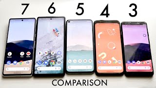 Google Pixel 7 Vs Google Pixel 6 Vs Google Pixel 5 Vs Pixel 4 Vs Pixel 3 Comparison Review [upl. by Isabeau]