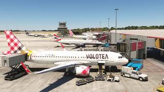 Vol VOLOTEA avec météo réelle et trafic entre Faro et Brest Bretagne LPFR LFRB A320 NEO 2K [upl. by Birchard]