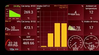 DPF normal regeneration Volvo V70 D3 2012 Geartronic 📱Car Scanner ELM OBD2 Car Scanner PRO DPF [upl. by Nhguav]