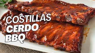 Como hacer Costillas de Cerdo a la BBQ en el Air Fryer o Freidora [upl. by Helm]