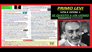 ☑️ PRIMO LEVI riassunto completo vita e opere  SE QUESTO è UN UOMO riassunto per SUPERIORI [upl. by Aratahs]