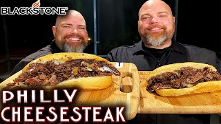 HOW TO MAKE AUTHENTIC PHILLY CHEESESTEAKS ON THE BLACKSTONE GRIDDLE EASY RECIPE [upl. by Ayimat]