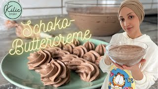 Schoko Buttercreme  Deutsche Buttercreme  fondanttauglich [upl. by Meridel]