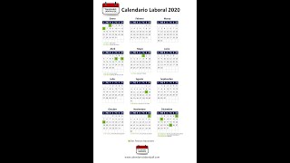 Calendario Laboral 2020  Días Festivos Nacionales para 2020 Todos los Puentes NO VAYAS A TRABAJAR [upl. by Roland]