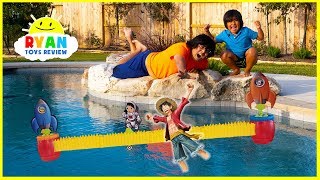 Ryans Rocket Race Game with Loser favorite toy into swimming pool [upl. by Divod]