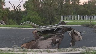 Massive sinkhole in Florida neighborhood families after Hurricane Milton [upl. by Ertnod]