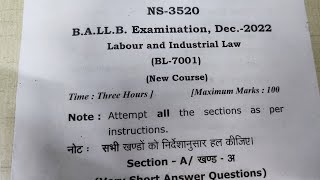 Labour and Industrial Law Previous year question paper of ballb  CCSU previous year question paper [upl. by Lune]