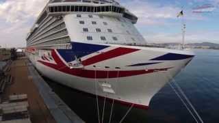 Britannia Cruise Ship  Beautiful aerial view and docking in port [upl. by Rouvin]